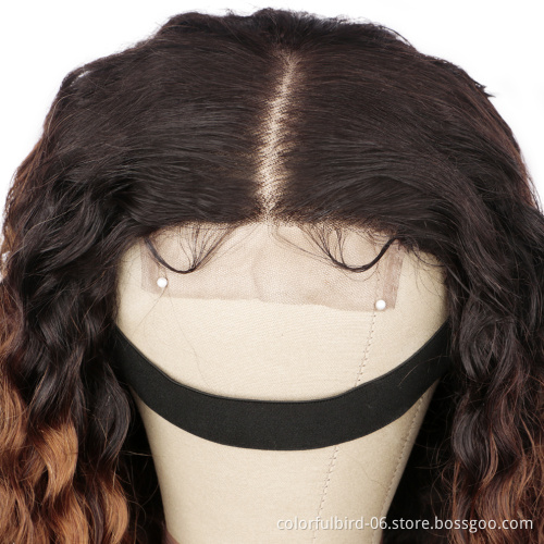 1b30 curly Ombre lace front Human virgin Hair Wig malaysian hair water wave closure 4*4 Ombre hd lace Closure Wig